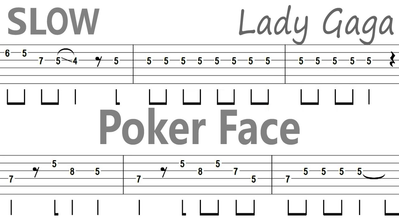 Lady Gaga Poker Face (Slow) / Guitar Solo Tab+BackingTrack YouTube