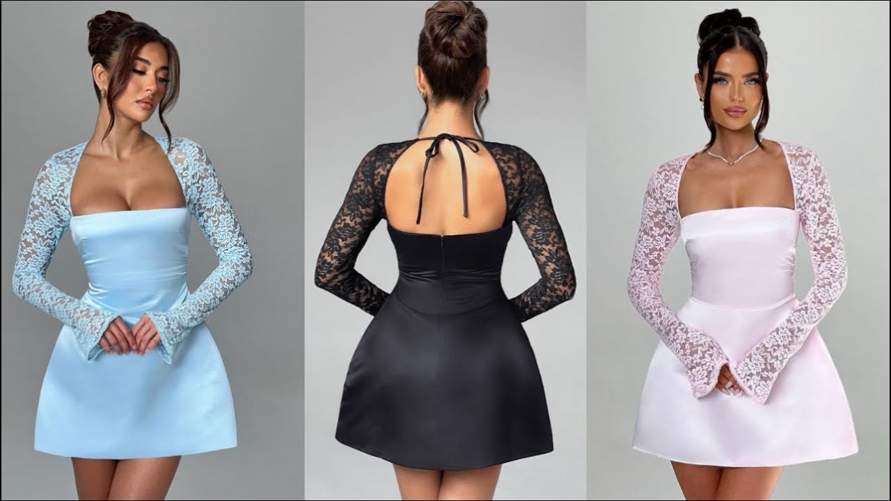 How to cut and sew a trendy A-line dress with a queen ann neckline and funnel sleeve || lace yoke