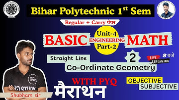 bihar polytechnic 1st sem basic engineering math|sbte bihar 1st sem math|unit-4 co-ordinate geometry
