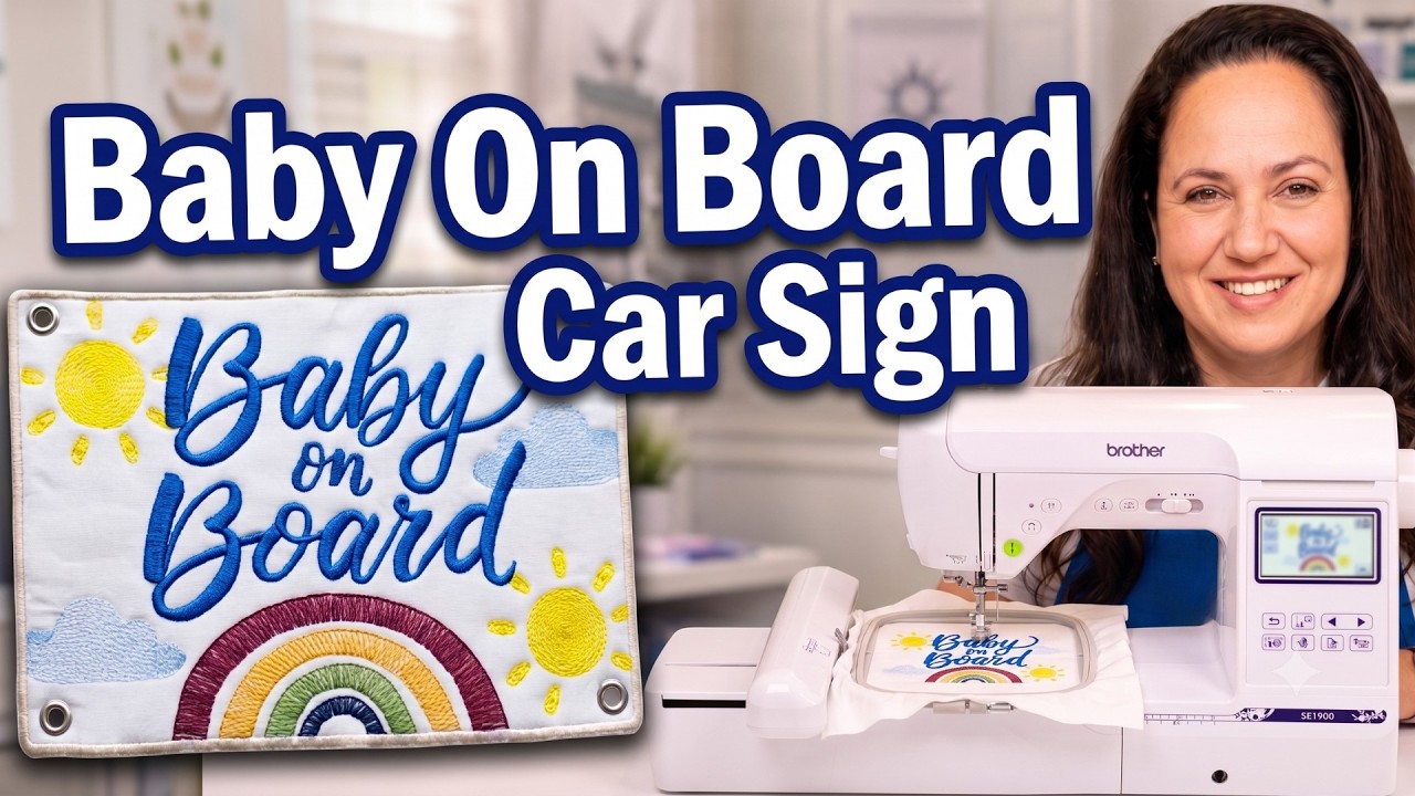 One Hooping, No Sewing! Easy Sweet Pea ITH Baby On Board Sign (In-The-Hoop) #299