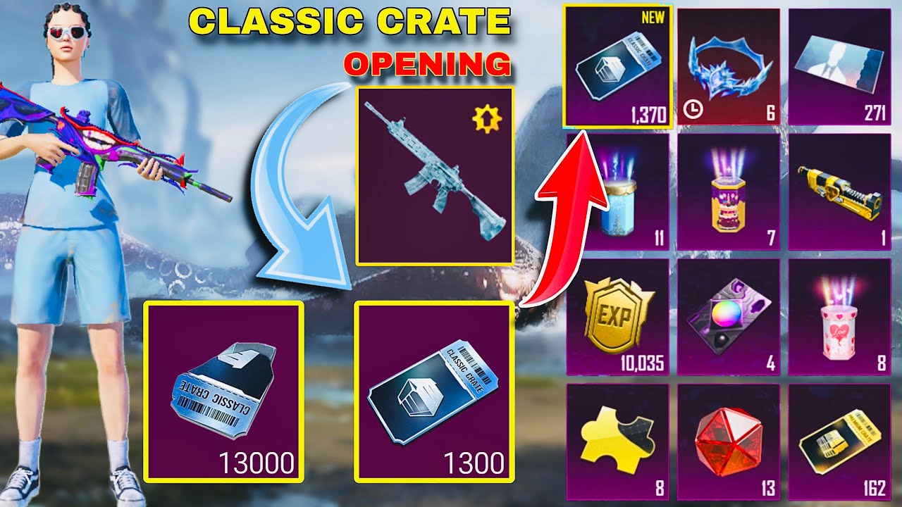 new premium crate opening pubg mobile 1300 Classic crate opening M416 glacier❄️13000+ coupons￼❄️