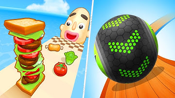 Satisfying Mobile Games 2023 - Sandwich Runner, Going Balls, A-Z Run, Roof Rails, Flying Cut ...