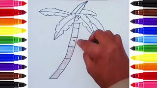 How to Draw and Color a Coconut Tree🌴 for kids. Easy Drawing and Coloring #drawing #art #draw