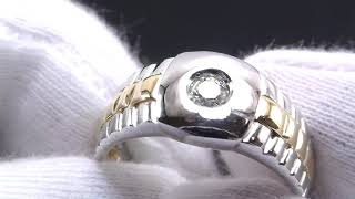 Pt900+K18リング 印台 メンズ ダイヤ付き D0.18 8.9g #22 仕上げ済 程度A　大阪 寝屋川 質屋 まるぜん 中古 買取 送料無料