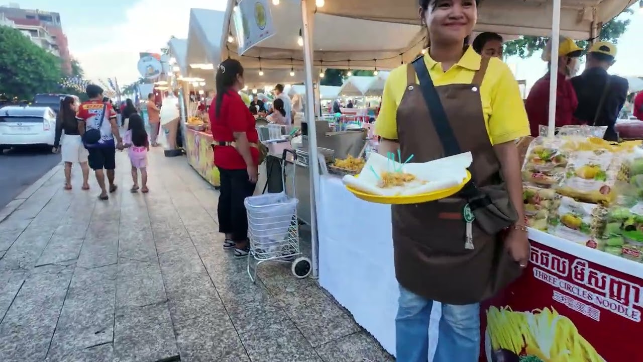 Inside Popular! Cambodian STREET FOOD at Riverside 2026 - Walking Phnom Penh Food Market Tour #157