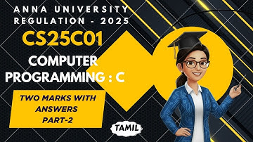 Two Marks with answers Part-2 in Computer Programming : C tamil||CS25C01||Anna University reg-2025.