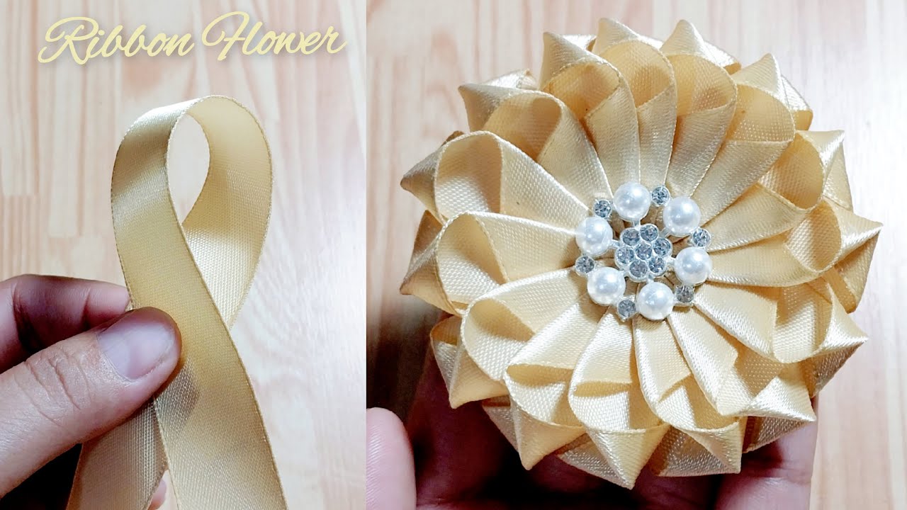 DIY Satin Ribbon Flowers/How To Make Flower From Satin Ribbon Easy ...
