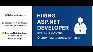 🚀 Hiring: ASP.NET Developer – Lucknow (8–14 Months Exp.)