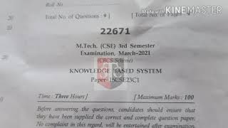 MDU M.Tech 3td sem CSE question paper of Knowledge based system 2021 screenshot 4