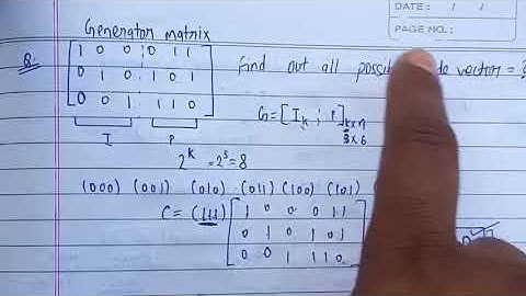 Code vector using Generator matrix in information Theory and coding part 1 | ITC | Lec-16