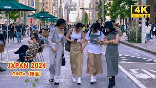 4k hdr japan travel 2024 | Walk in Ginza銀座Tokyo japan |  Relaxing Natural City ambience