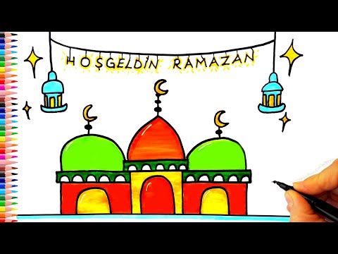 Hoşgeldin Ramazan 🕌 Ramazan Resmi Çizimi - Cami Çizimi - Cami Resmi Nasıl Çizilir? - Ramadan Drawing