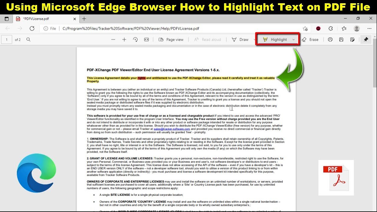 værdighed Pioner ideologi How to Highlight Text in PDF File on Microsoft Edge Chromium Browser |  Windows - YouTube