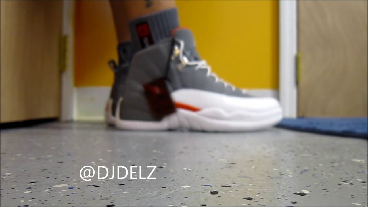 grey white orange jordan 12