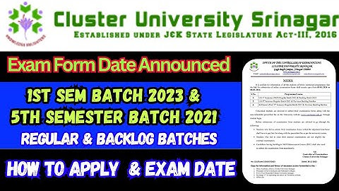 Exam form Date Announced (1st Semester NEP 2023 & 5th  Semester Batch 2021 (All Regular & Backlog)