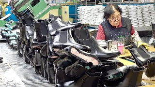 วิธีผลิตรองเท้าบูทเชลซีจำนวนมากที่โรงงานผลิตรองเท้าบูทหนังเก่าในเกาหลี