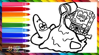 Draw And Color Spongebob And Patrick Star Playing In The Sand Drawings For Kids