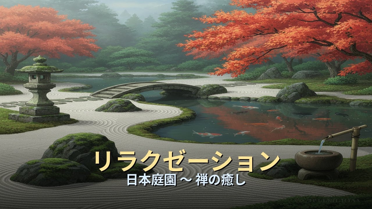 1時間】日本庭園 リラクゼーション｜枯山水と水の音・禅の精神で心を
