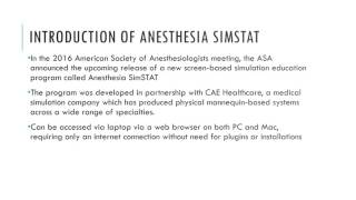 Anesthesia SimSTAT: Screen-Based Simulation Education
