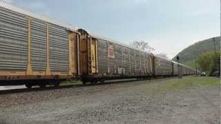 CSX SD40-2s lead Autoracks through Iona Island in HD