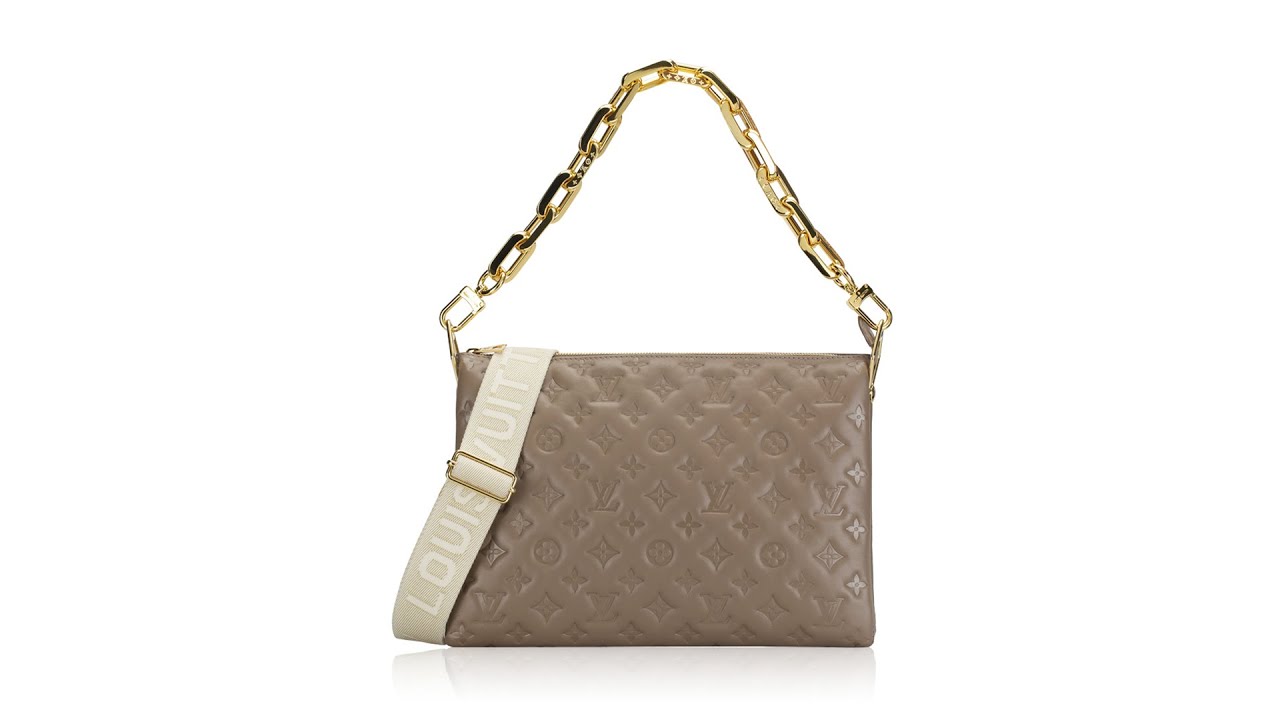 LOUIS VUITTON Lambskin Embossed Monogram Coussin PM Taupe | FASHIONPHILE
