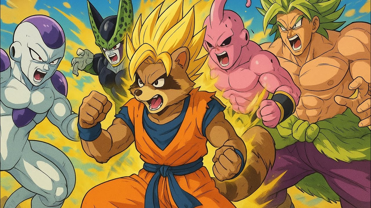 🦝💪Super Ratonul  vs inamicii din Dragon ball (db z kai,db gt)💪🦝