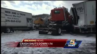 Multi-vehicle crash shuts down WB I-74 in Dearborn County