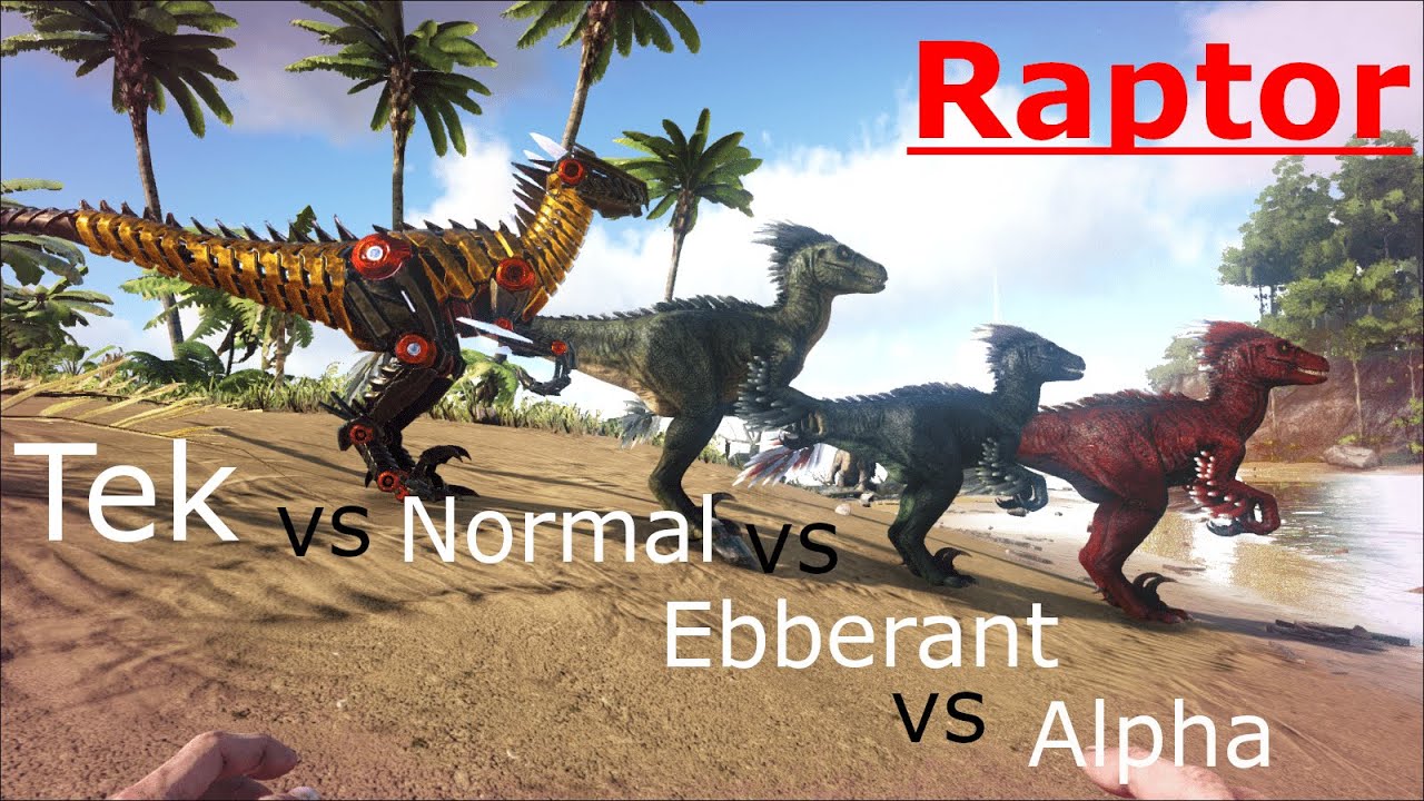 Tek vs Abberant vs Alpha vs Normal Raptor fight! 