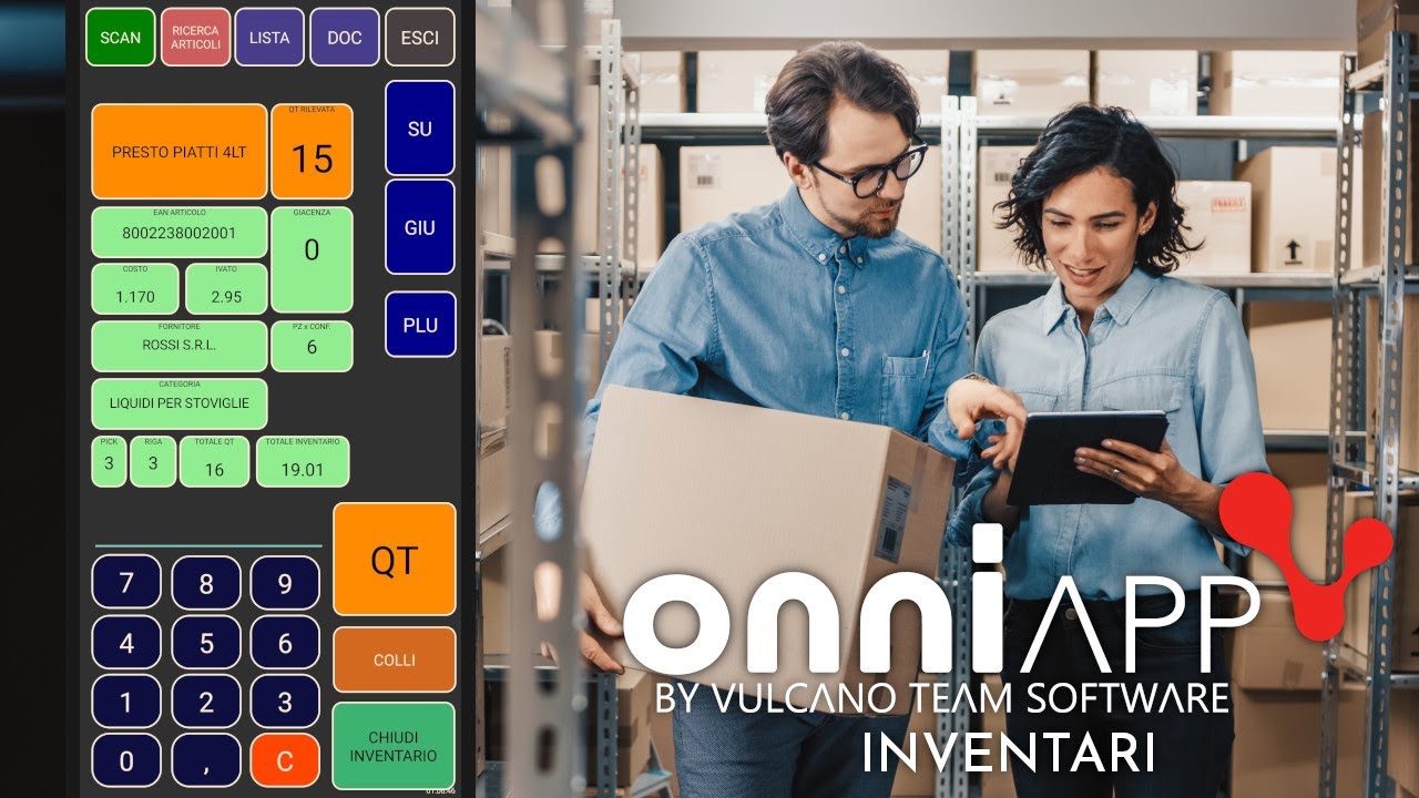 OnniApp per la gestione degli inventari. App Android sviluppata da Vulcano Team Software srl