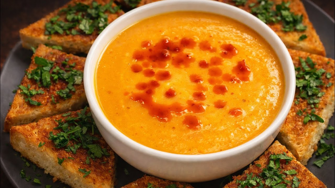 شوربة العدس التركية 😋 شوربه رمضان لذيييذة 🔥