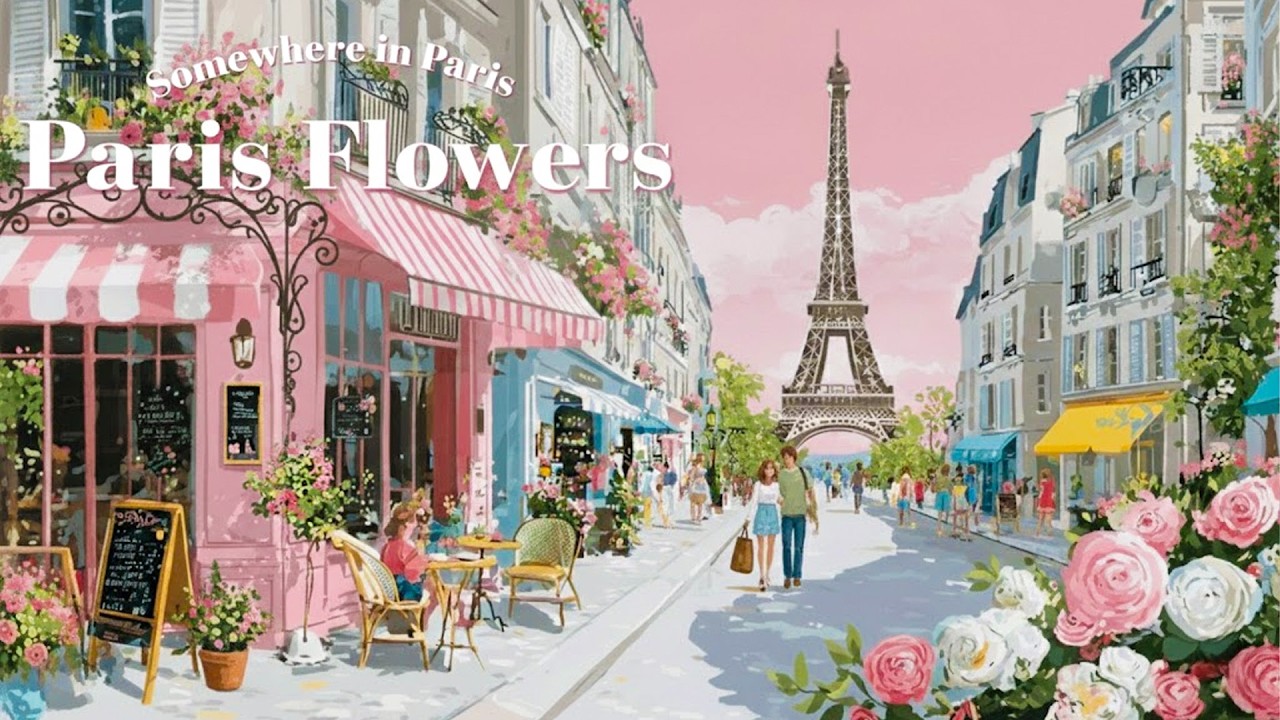 Парижская Цветочная улица 🌸 Уютное кафе рядом с Эйфелевой башней | Романтическая парижская атмосфера