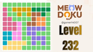 Meowdoku level 232 Walkthrough Solution 