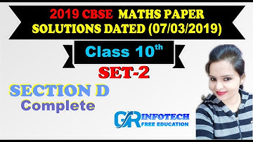 CBSE CLASS 10 MATHS PAPER 2019 SOLVED SECTION D (SET - 2)