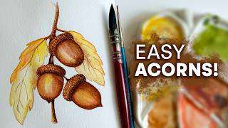 Acorns Watercolor Painting Tutorial for Beginners | Step-by-Step