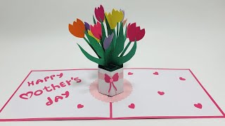 Flowerpot Tulip pop up card tutorial | Handmade Mother's Day Pop-up Card | DG Handmade