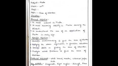 5 e approach lesson plan for b.ed students and teachers on the topic area of rhombus #constrictive