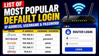 Popular Router Brands Default Login IP Address, Username & Password List | Default Router Login IP