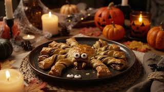 Dark Witch Aesthetic: Easy Spooky Puff Pastry Spiders 🕷️ (No Talking ASMR Baking)