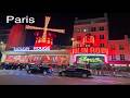 Paris Montmartre Night Walking Tour 4K 🇫🇷 Moulin Rouge