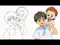 رسم سامي و وسيم من انمي أنا واخي Drawing Takuya Minoru From Aka Chan To Boku 