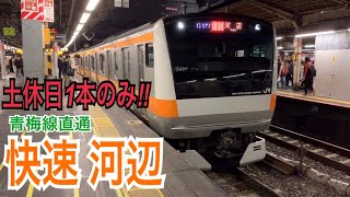 【中央線激レア行先】中央線 E233系0番台 快速 河辺ゆき到着→発車@新宿