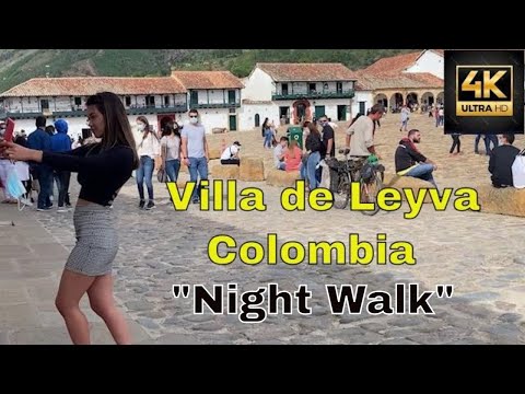 Villa de leyva Colombia night walking tour  4K