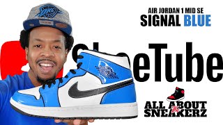 AIR JORDAN 1 MID SE 'SIGNAL BLUE' UNBOXING AND REVIEW!! - YouTube