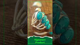 Natural Turquoise Statement Cuff Ring Handmade 925 Sterling Silver Size 7