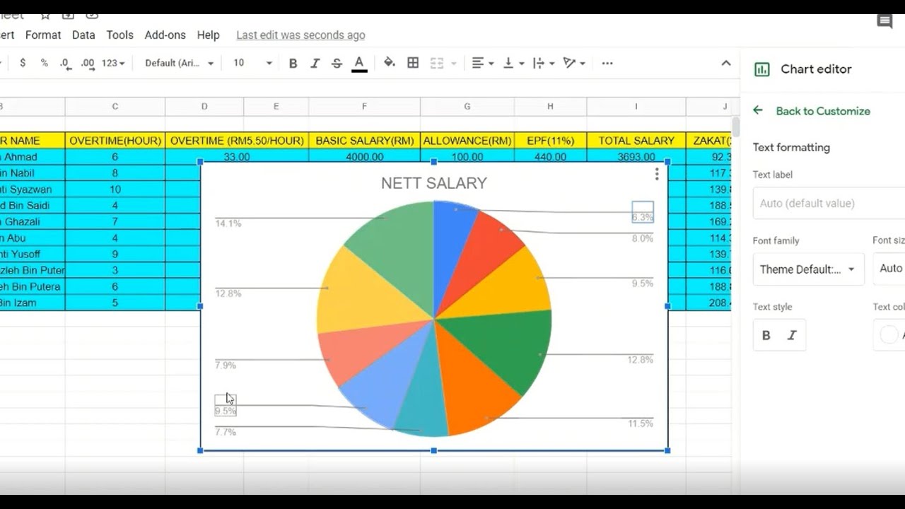 Tutorial creating pie chart in google spreadsheets - YouTube