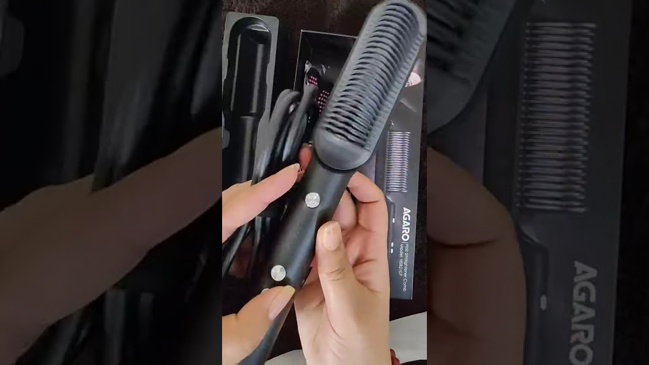 AGARO Hair Straightening Brush, Hair Straightening Comb For Women, Fast Heating, Ionic Care HSB2107