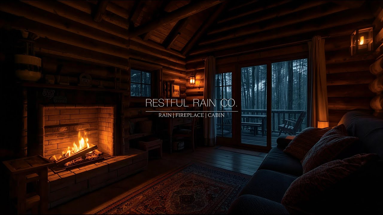 Cozy Cabin Rain Sounds at Night 🔥 Fireplace Ambience for Sleeping - YouTube