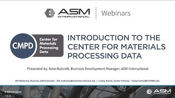 ASM Webinar: Introduction to the Center for Materials Processing Data