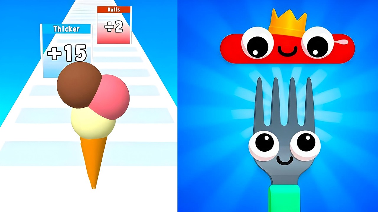 Ice Cream Rush vs Fork N Sausage 💥EPIC SpeedRun Challenge - All Levels Unlocked (Android,iOS)