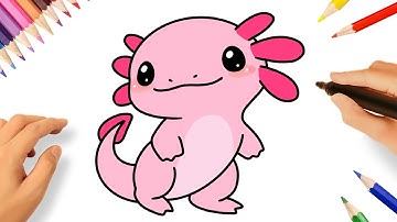 HOW TO DRAW A CUTE AXOLOTL EASY 💗